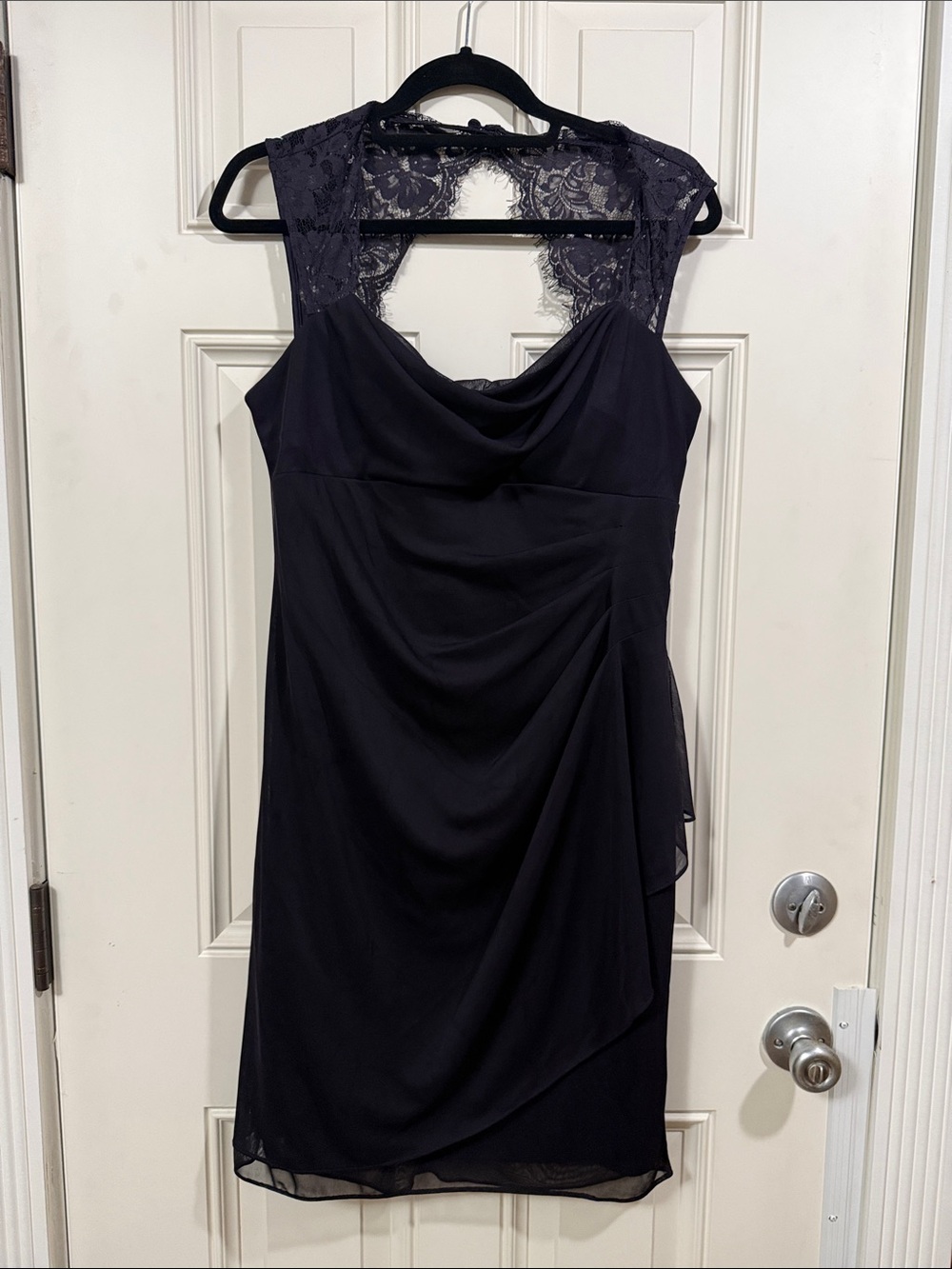 Scarlett Size 12 Dark Eggplant Purple Lace-Shoulder Midi Dress